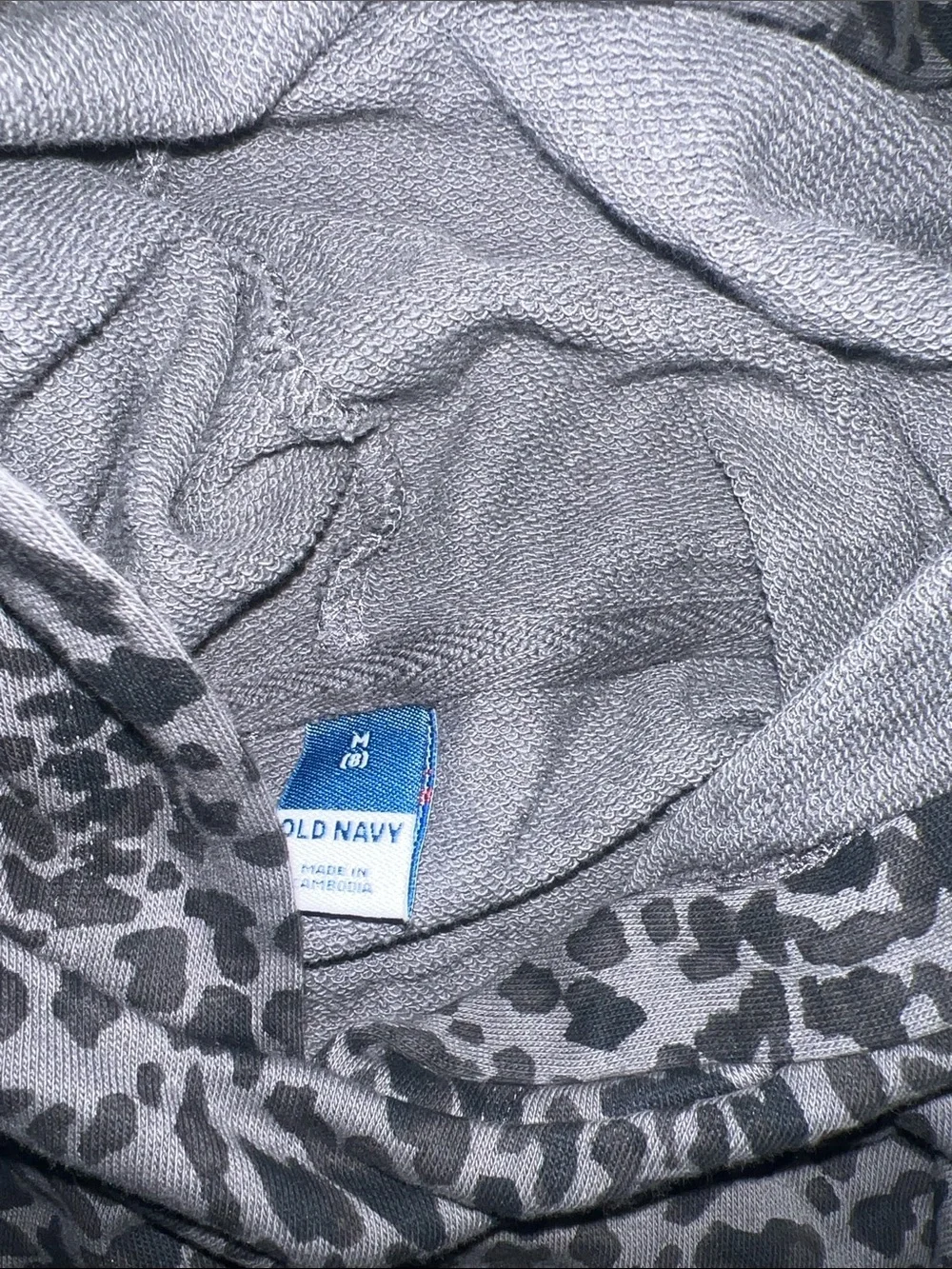 Old Navy Gray and Black Leopard Print Hoodie